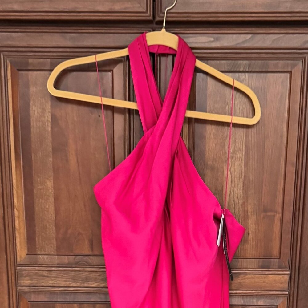 Final Price-Quick Sale – Adrianna Papell hot pink satin gown - size 14  - (NWT)
